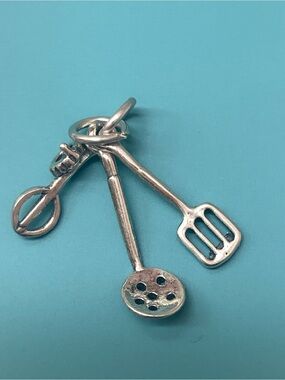 .925 Cooking Utensils Sterling Silver Jewelry Charm #cook #chef #kitchen